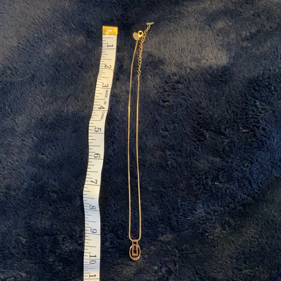 Lia Sophia gold chain necklace with geometric gold and onyx pendant - Picture 2 of 3